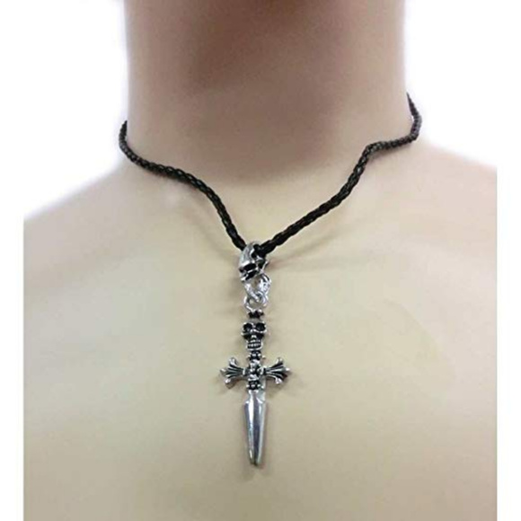 Pirate's Cross SKULL Pendant CORDED NECKLACE NEW B - Picture 1 of 2